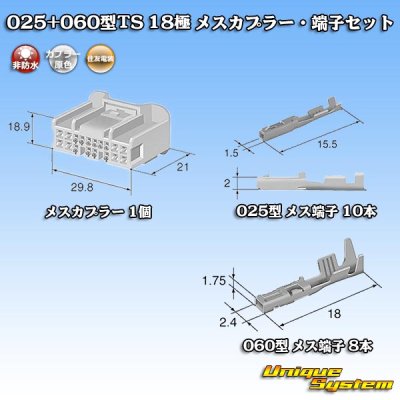 画像5: 住友電装 025+060型TS ハイブリッド 非防水 18極 メスカプラー・端子セット タイプ1 (025型TS 10極+060型TS 8極)