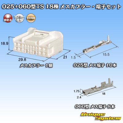 画像1: 住友電装 025+060型TS ハイブリッド 非防水 18極 メスカプラー・端子セット タイプ1 (025型TS 10極+060型TS 8極)