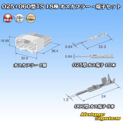 画像5: 住友電装 025+060型TS ハイブリッド 非防水 18極 オスカプラー・端子セット タイプ1 (025型TS 10極+060型TS 8極)