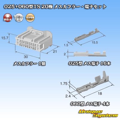 画像4: 住友電装 025+060型TS ハイブリッド 非防水 20極 メスカプラー・端子セット