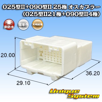 画像1: 矢崎総業 025型II+090型II ハイブリッド 非防水 25極 オスカプラー (025型II21極+090型II4極)