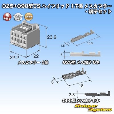 画像6: 住友電装 025+090型TS ハイブリッド 非防水 17極 メスカプラー・端子セット (025型TS 8極+090型TS 9極)