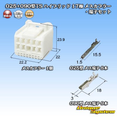 画像1: 住友電装 025+090型TS ハイブリッド 非防水 17極 メスカプラー・端子セット (025型TS 8極+090型TS 9極)