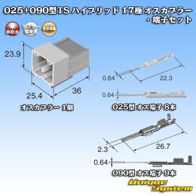 画像6: 住友電装 025+090型TS ハイブリッド 非防水 17極 オスカプラー・端子セット (025型TS 8極+090型TS 9極)