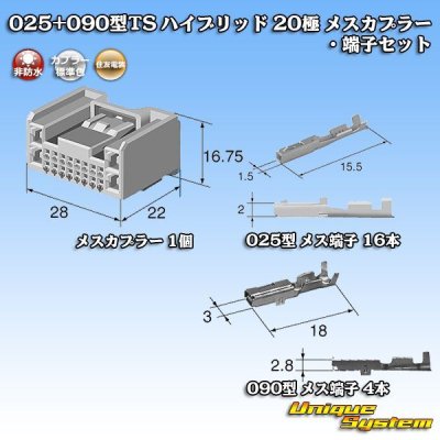 画像6: 住友電装 025+090型TS ハイブリッド 非防水 20極 メスカプラー・端子セット (025型TS 16極+090型TS 4極)