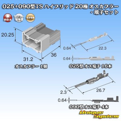画像6: 住友電装 025+090型TS ハイブリッド 非防水 20極 オスカプラー・端子セット (025型TS 16極+090型TS 4極)