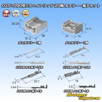 画像6: 住友電装 025+090型TS ハイブリッド 非防水 20極 カプラー・端子セット (025型TS 16極+090型TS 4極)