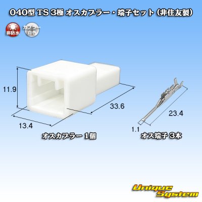 画像1: 040型 TS 非防水 3極 オスカプラー・端子セット (オスカプラー非住友製)