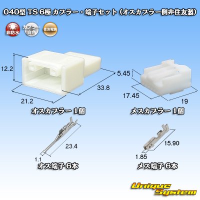 画像1: 住友電装 040型 TS 非防水 6極 カプラー・端子セット (オスカプラー側非住友製)