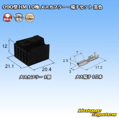 画像1: 住友電装 090型 HM 非防水 10極 メスカプラー・端子セット 黒色