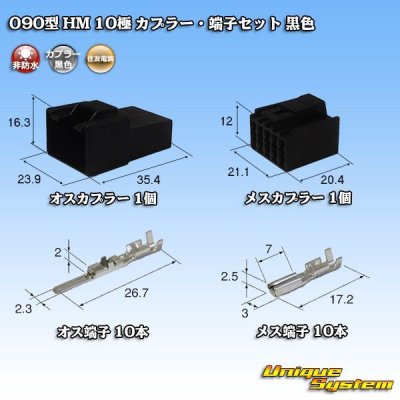 画像1: 住友電装 090型 HM 非防水 10極 カプラー・端子セット 黒色