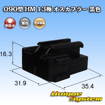 画像1: 住友電装 090型 HM 非防水 13極 オスカプラー 黒色