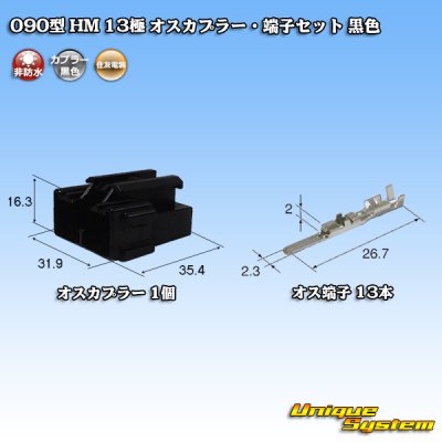 画像1: 住友電装 090型 HM 非防水 13極 オスカプラー・端子セット 黒色