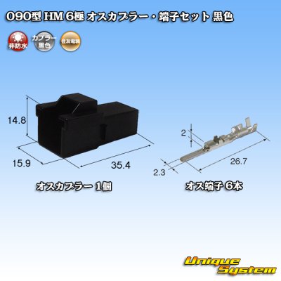 画像1: 住友電装 090型 HM 非防水 6極 オスカプラー・端子セット 黒色