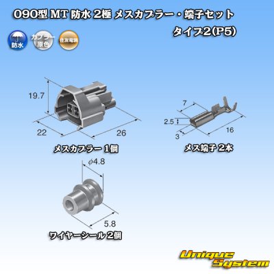 画像5: 住友電装 090型 MT 防水 2極 メスカプラー・端子セット タイプ2(P5)