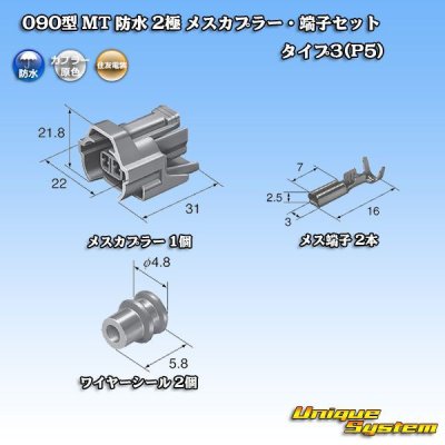 画像5: 住友電装 090型 MT 防水 2極 メスカプラー・端子セット タイプ3(P5)