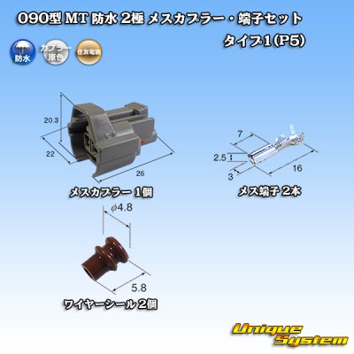 画像1: 住友電装 090型 MT 防水 2極 メスカプラー・端子セット タイプ1(P5)