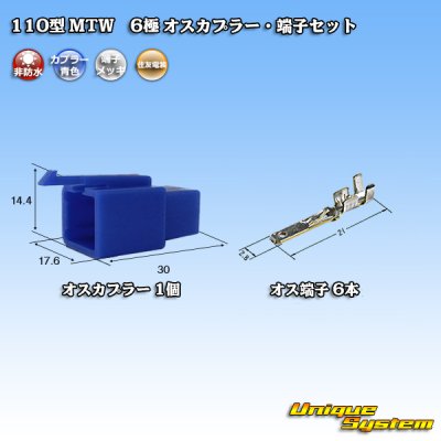 画像1: 住友電装 110型 MTW 非防水 6極 オスカプラー・端子セット 青色