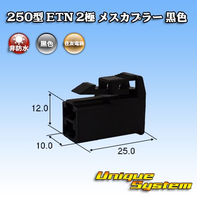 画像1: 住友電装 250型 ETN 非防水 2極 メスカプラー タイプ1 黒色