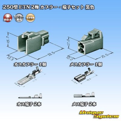 画像5: 住友電装 250型 ETN 非防水 2極 カプラー・端子セット タイプ1 黒色