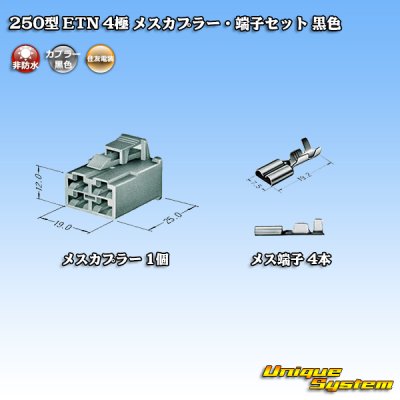 画像4: 住友電装 250型 ETN 非防水 4極 メスカプラー・端子セット 黒色