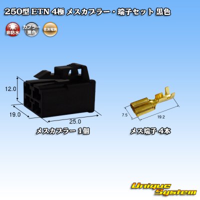 画像1: 住友電装 250型 ETN 非防水 4極 メスカプラー・端子セット 黒色