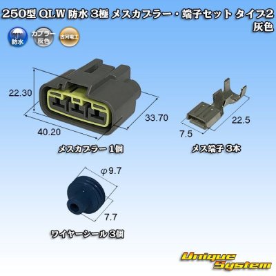 画像1: 古河電工 250型 QLWコネクタ 防水 3極 メスカプラー・端子セット タイプ2 灰色