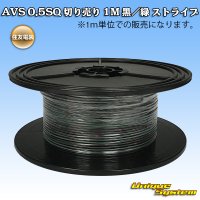 住友電装 AVS 0.5SQ 切り売り 1M 黒/緑 ストライプ