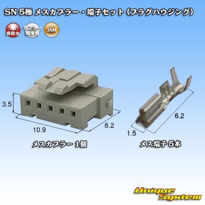 画像1: JAM 日本オートマチックマシン SN 非防水 5極 メスカプラー・端子セット (プラグハウジング)
