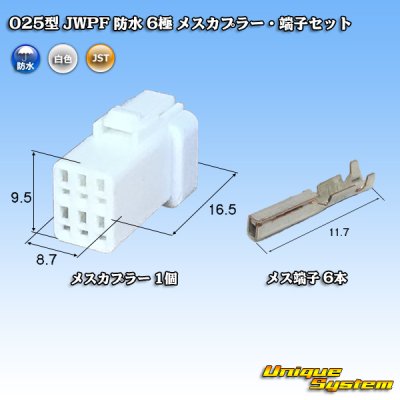画像1: JST 日本圧着端子製造 025型 JWPF 防水 6極 メスカプラー・端子セット (リセプタクルハウジング)