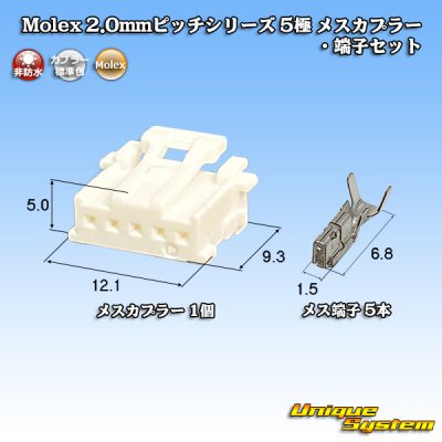 画像1: Molex 2.0mmピッチシリーズ 非防水 5極 メスカプラー・端子セット