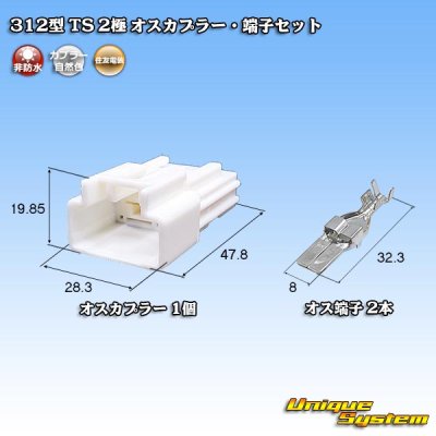 画像1: 住友電装 312型 TS 非防水 2極 オスカプラー・端子セット