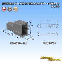 矢崎総業 250型91シリーズ M-LCタイプ 非防水 2極 オスカプラー・端子セット タイプ2