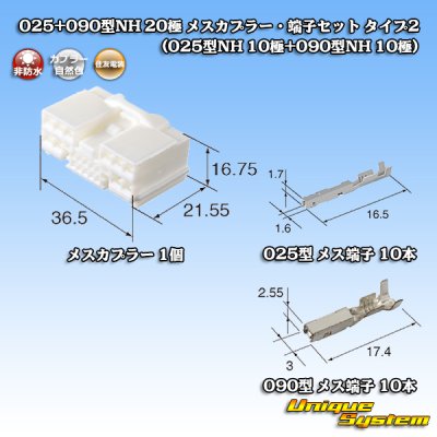 画像1: 住友電装 025+090型NH ハイブリッド 非防水 20極 メスカプラー・端子セット タイプ2 (025型NH 10極+090型NH 10極)