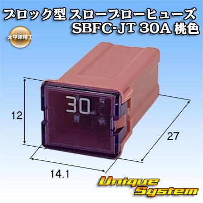 画像1: 太平洋精工 ブロック型 スローブローヒューズ SBFC-JT 30A 桃色 3434