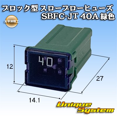 画像1: 太平洋精工 ブロック型 スローブローヒューズ SBFC-JT 40A 緑色 3444