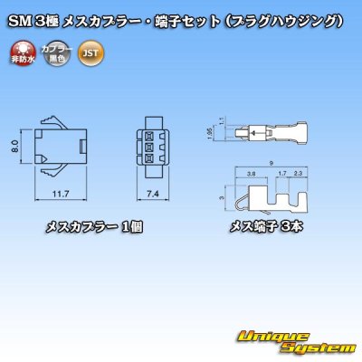 画像4: JST 日本圧着端子製造 SM 非防水 3極 メスカプラー・端子セット (プラグハウジング)