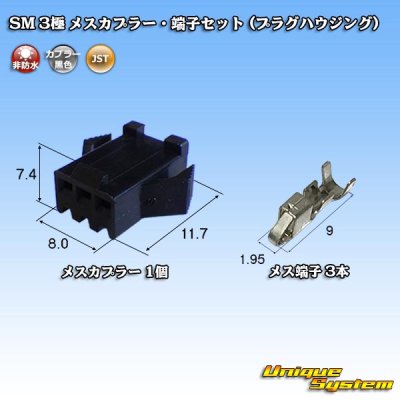 画像1: JST 日本圧着端子製造 SM 非防水 3極 メスカプラー・端子セット (プラグハウジング)