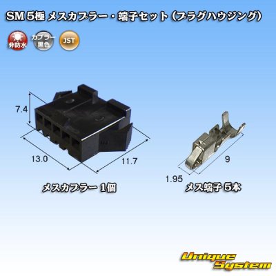 画像1: JST 日本圧着端子製造 SM 非防水 5極 メスカプラー・端子セット (プラグハウジング)