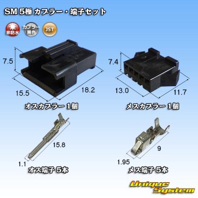 画像1: JST 日本圧着端子製造 SM 非防水 5極 カプラー・端子セット