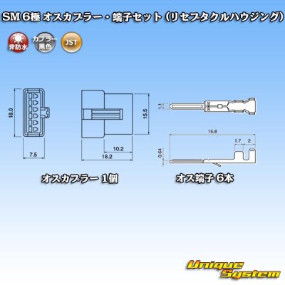 画像4: JST 日本圧着端子製造 SM 非防水 6極 オスカプラー・端子セット (リセプタクルハウジング)