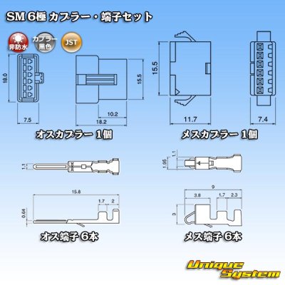 画像6: JST 日本圧着端子製造 SM 非防水 6極 カプラー・端子セット
