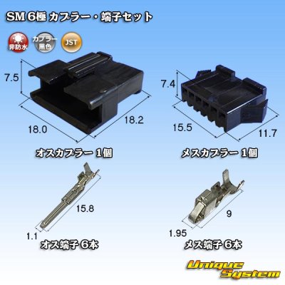 画像1: JST 日本圧着端子製造 SM 非防水 6極 カプラー・端子セット