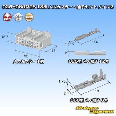 画像4: 住友電装 025+060型TS ハイブリッド 非防水 18極 メスカプラー・端子セット タイプ2 (025型TS 12極+060型TS 6極)