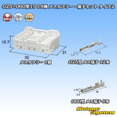 画像1: 住友電装 025+060型TS ハイブリッド 非防水 18極 メスカプラー・端子セット タイプ2