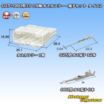 画像1: 住友電装 025+060型TS ハイブリッド 非防水 18極 オスカプラー・端子セット タイプ2