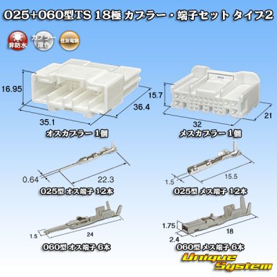 画像1: 住友電装 025+060型TS ハイブリッド 非防水 18極 カプラー・端子セット タイプ2