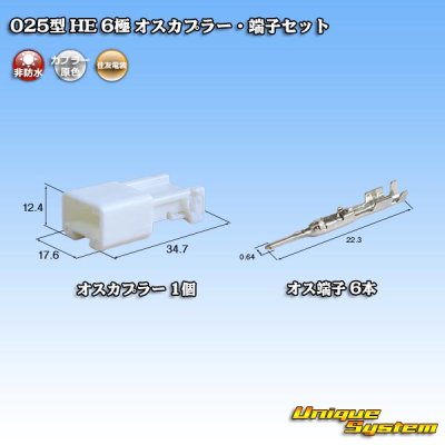 画像1: 住友電装 025型 HE 非防水 6極 オスカプラー・端子セット