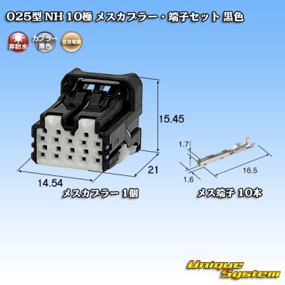 画像1: 住友電装 025型 NH 非防水 10極 メスカプラー・端子セット タイプ1 黒色