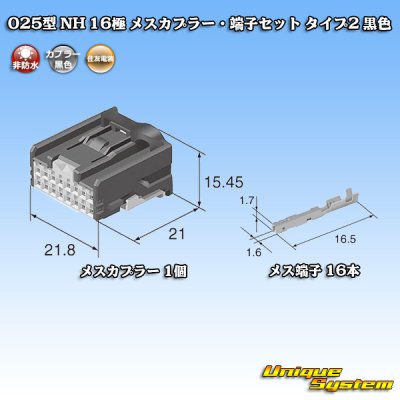 画像2: 住友電装 025型 NH 非防水 16極 メスカプラー・端子セット タイプ2 黒色